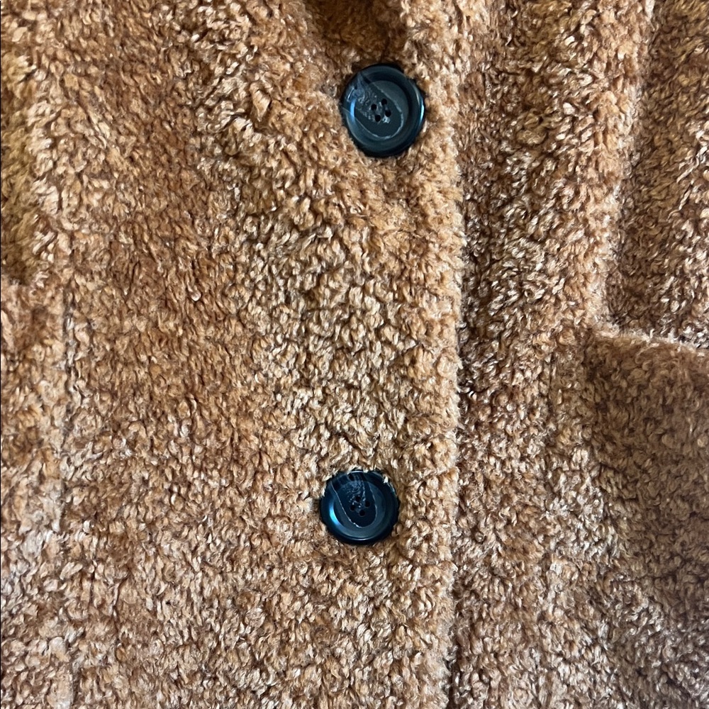 Halogen x Atlantic Pacific Cozy Brown Teddy Coat - Picture 5 of 8